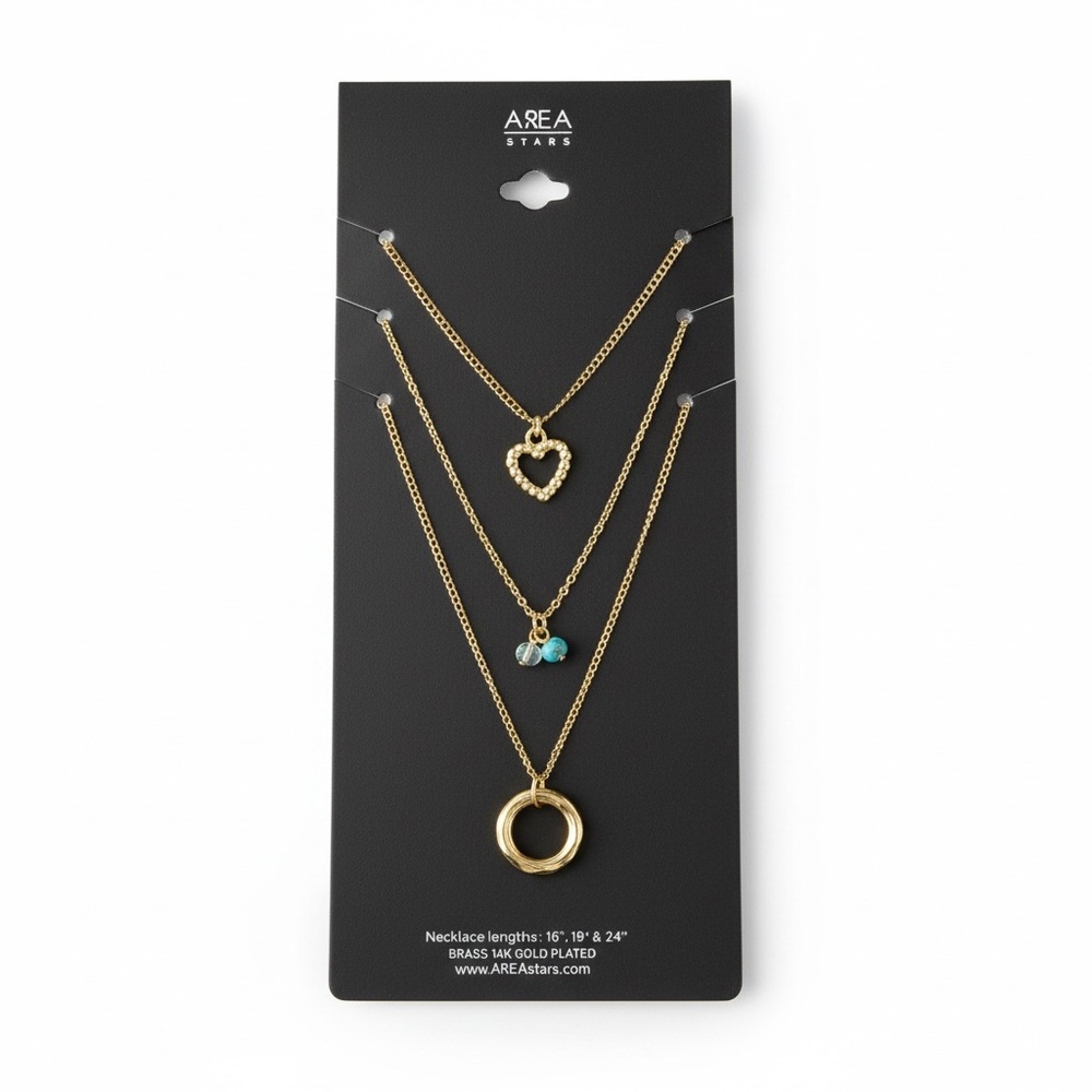 NWT AREA STARS Women’s 14K Gold Plated Necklace‎ Trio